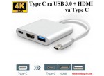 CÁP TYPE C -> USB 3.0 + HDMI + Type C 3.1 adapter